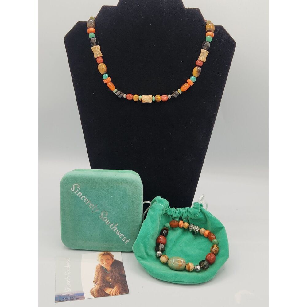 Carolyn Pollack Multistory Necklace And Matching Bracelet With Various Gemstones
